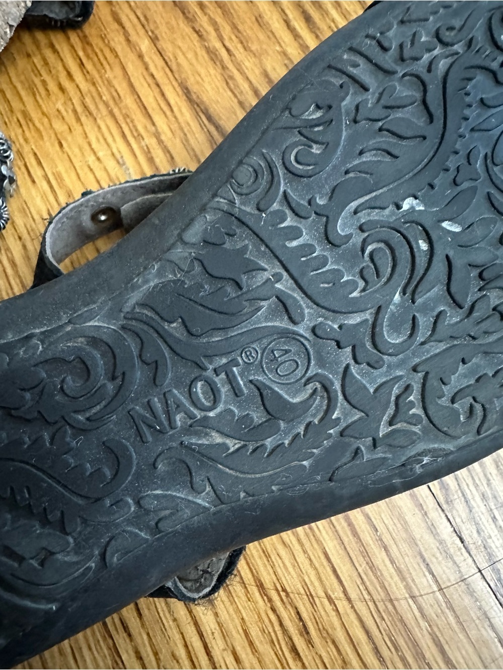 Naot Mona Leather Floral Jeweled Sandals- Black - Picture 12 of 14